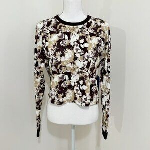 Columbia North Cascades Long Sleeve Cropped Top Brown Floral Size XL